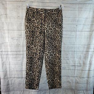 Victorias Secret Womens Cropped Pants Sz 2 Black Animal Print Mid‎ Rise